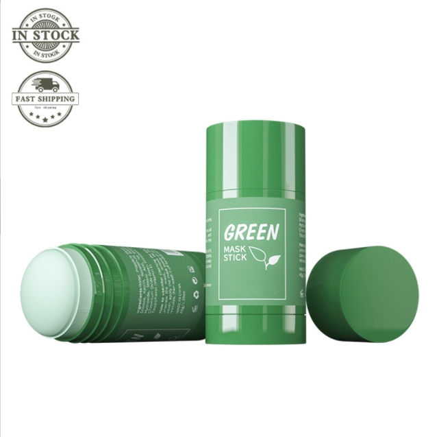 Private Label Green Tea Clay Facial Stick Pore Refining for Women Green Tea Face Cleaning Mud Stick for Acne Green Mask Stick