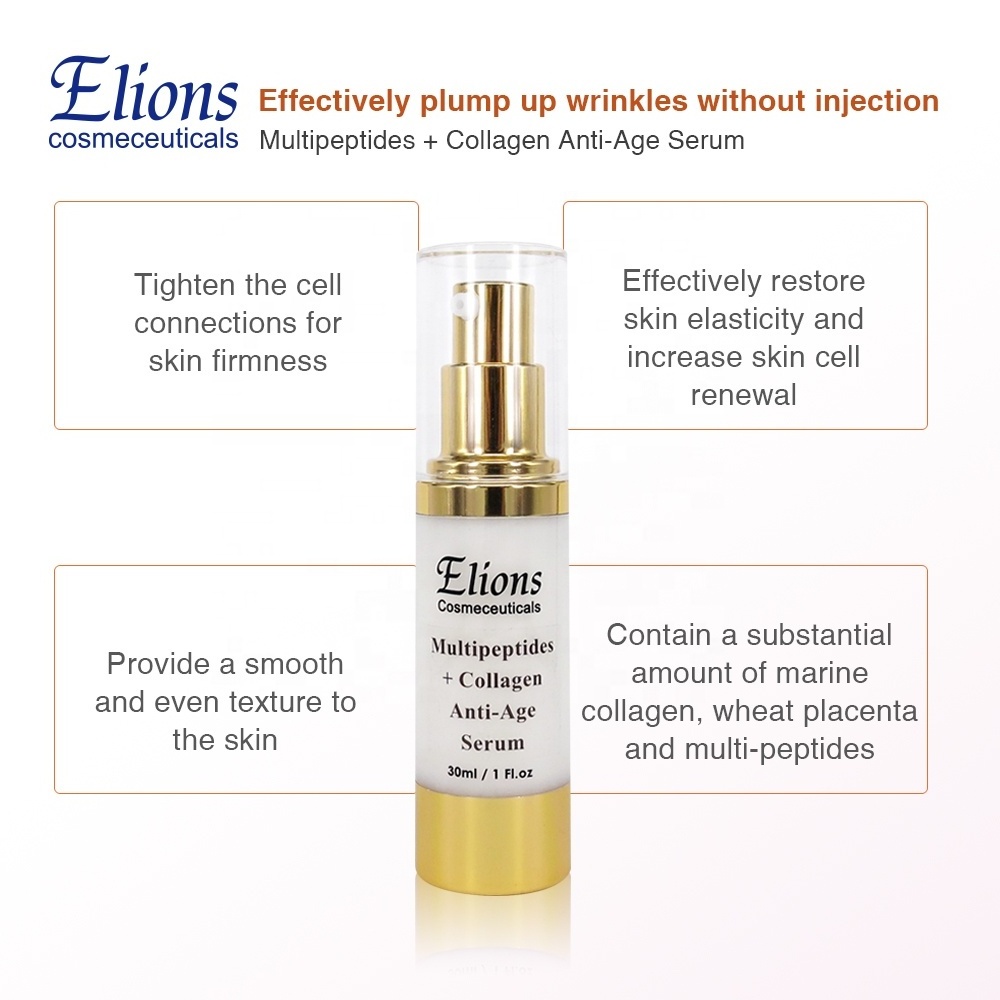 Natural Marine Multi-Peptides Soluble Collagen Serum Botanical Placenta Enhanced Skin Cell Renewal Firming Anti-Wrinkle