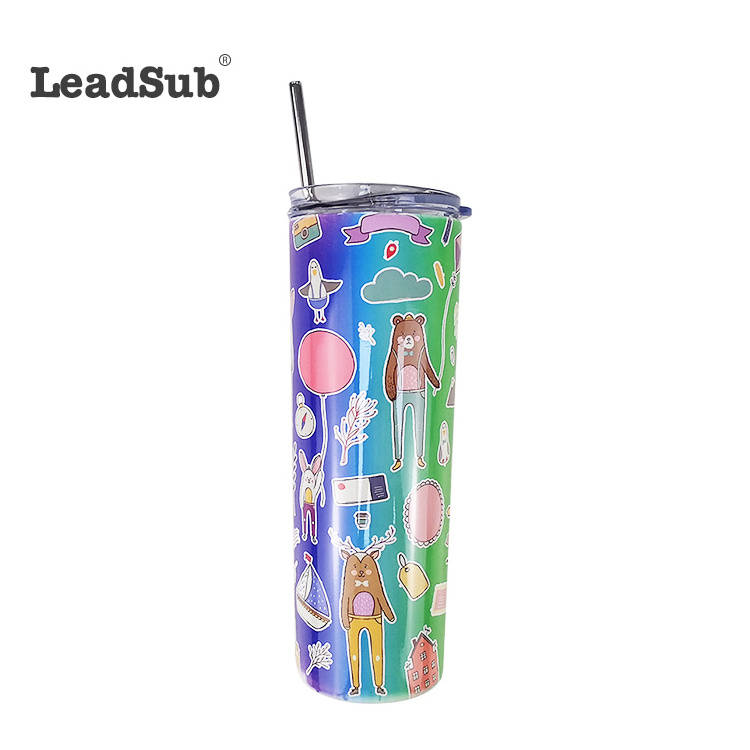 20 oz vacuum insulated tumbler cups stainless steel sublimation blanks straight skinny tumbler with straw