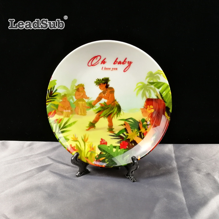 Wholesale ceramic plate with full image printing cheap bulk flat white porcelain dinner plates for wedding