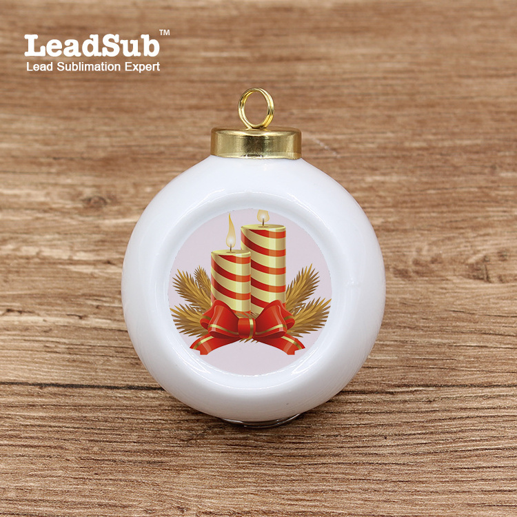 Wholesale custom sublimation white blank ceramic christmas ball printable christmas tree decoration ornaments ball