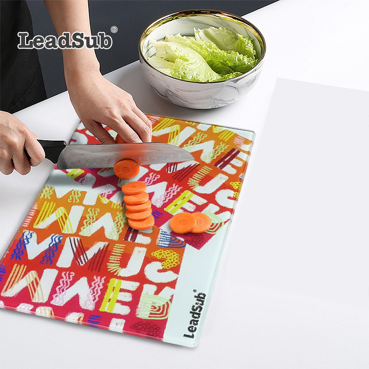 28*38cm rectang sublimation blank glass cutting board Heat press printed blank tempered glass cutting board for home decoration