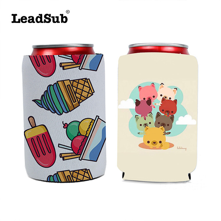 Custom logo printing 12oz neoprene sublimation can cooler blank slim beer wine bottle cooler sleeve can holder