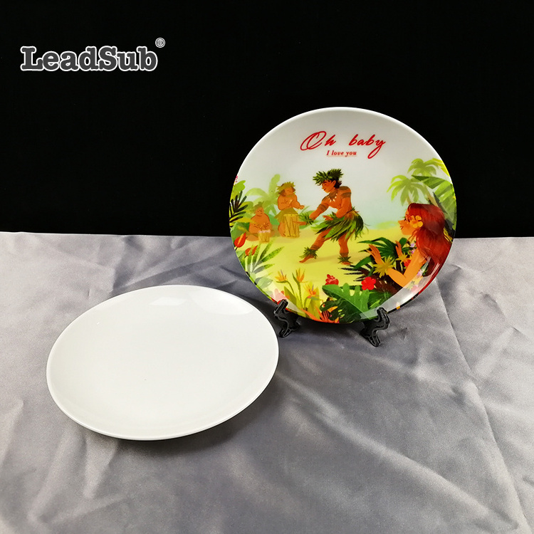 Wholesale ceramic plate with full image printing cheap bulk flat white porcelain dinner plates for wedding