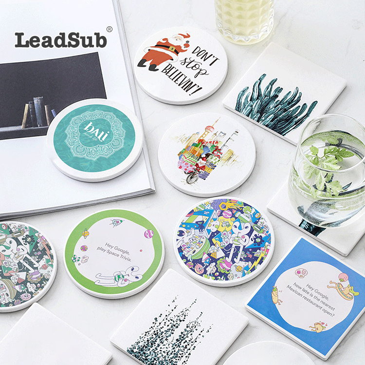 Leadsub Absorbent ceramic coasters for housewarming gift and holiday parties family gatherings