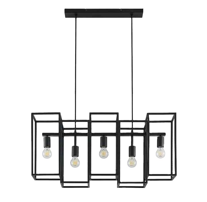 5 Light Linear Pendant Farmhouse Chandelier Dining Room Lighting Fixtures Hanging Kitchen Island Pendant Lights Black Wholesale