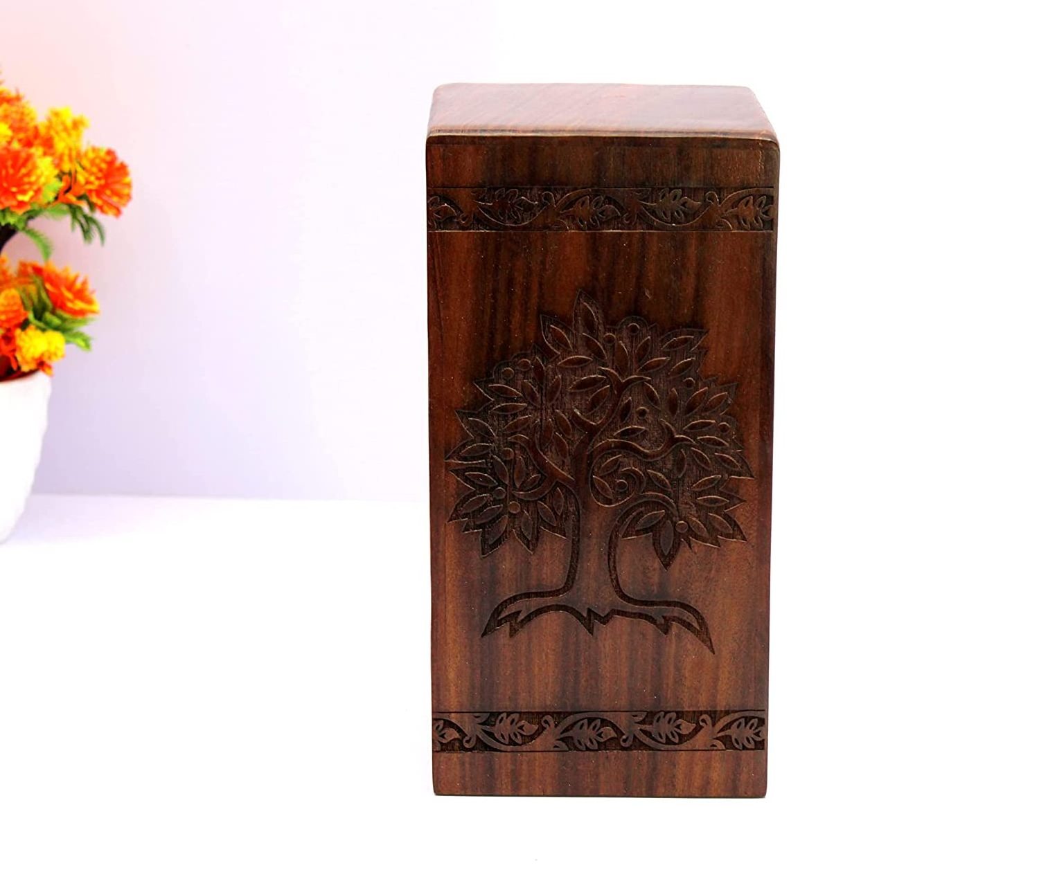 Personalized designer wholesale handmade elegant classic unique customized print Wooden Pet Cremation Urns Unique Modern 2023