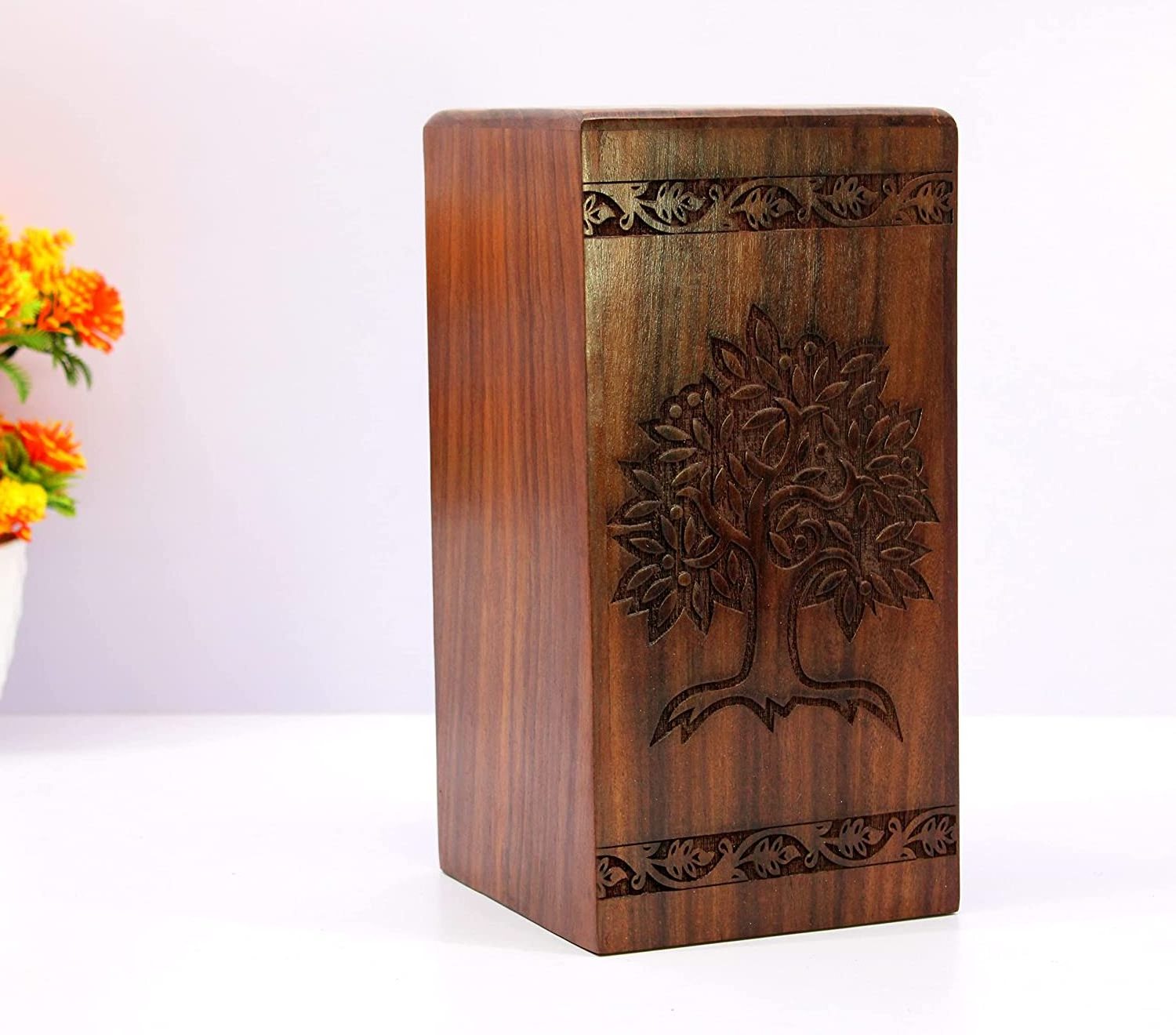 Personalized designer wholesale handmade elegant classic unique customized print Wooden Pet Cremation Urns Unique Modern 2023