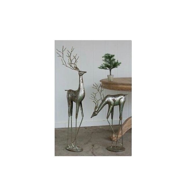 Silver and Bronze Standing Deer Figures Handmade Sculpture Home Decoration New Arrival Home Decor Wholesale Supplier Bulk Oder's