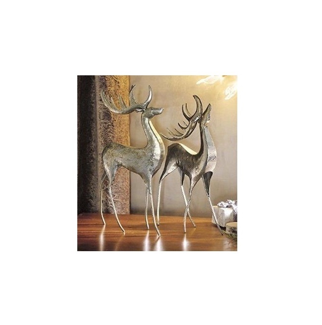 Silver and Bronze Standing Deer Figures Handmade Sculpture Home Decoration New Arrival Home Decor Wholesale Supplier Bulk Oder's