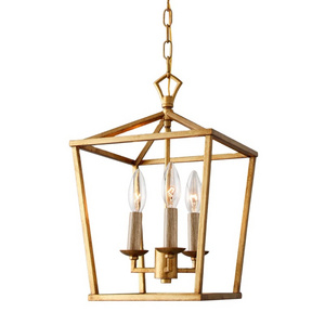 Lantern Pendant Lighting Gold Lantern Chandelier Vintage 3-light Metal Cage Pendant light Fixture For Christmas Wholesale 2023