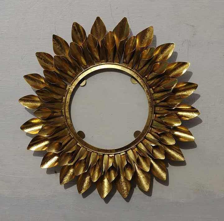 Gold Geometric Metal Sunburst Hanging Mirror for Wall Modern Boho Decor for the Living Room Bathroom Bedroom and Entryway 2023