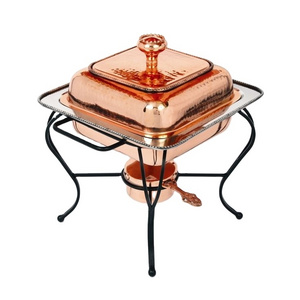 4-Quart Rectangle Copper Plated Chafing Dish Chafing Dish Buffet Set Professional Chaffing Server Set Commercial Chafers