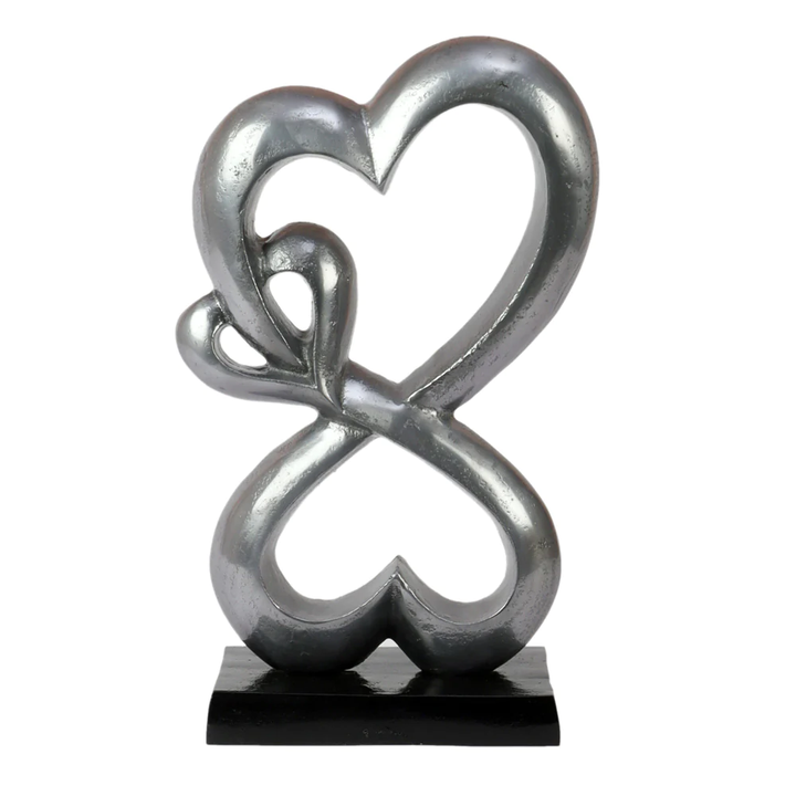 Aluminium Family Heart Small Sculpture With Black Base Handmade Aluminum Sculptures Abstract Decoration Wholesale Supplier 2023