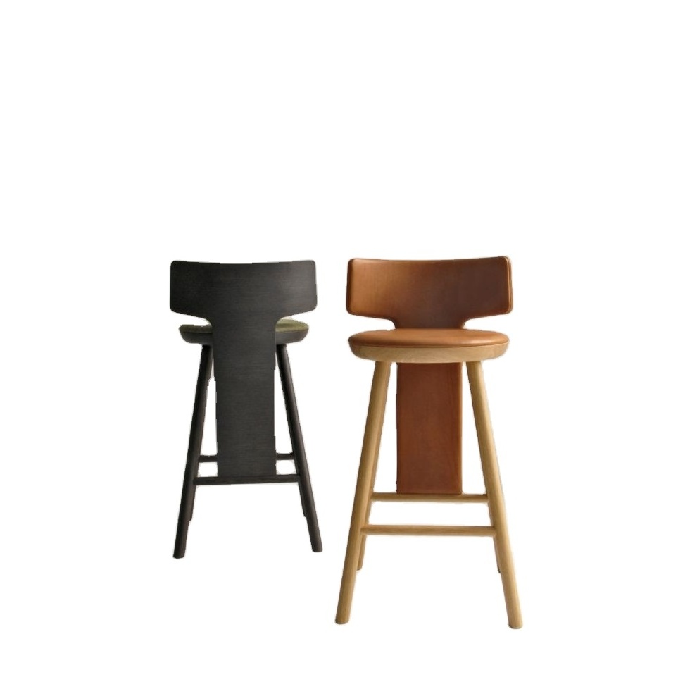 Set of 2 Quality Handmade Solid Wood Brown Bar Stool Modern Luxury Design Hot Selling High Counter Chair Bar Chair Wholesale