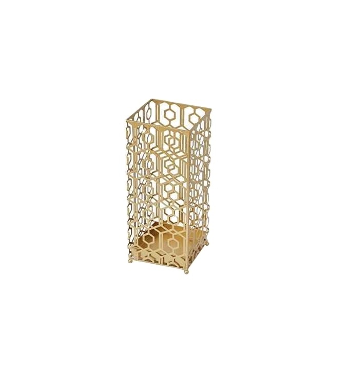 Metal Umbrella Stand Gold Square Umbrella Rack for Canes Walking Sticks Umbrellas Home Office Decor with Drip Tray Wholesale