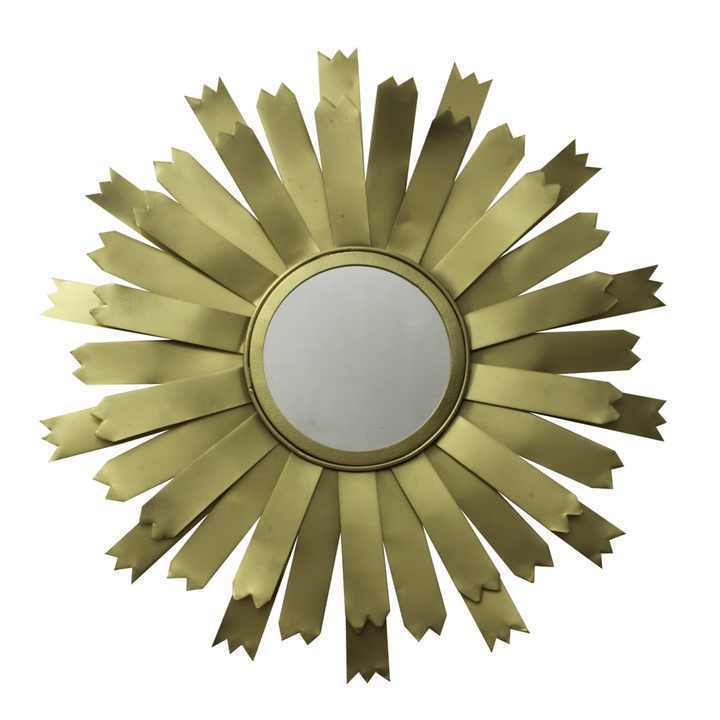 Bronze Gold Leaf Margeaux Sunburst Statement Mirror Hand Carved Home Wall Decoration w/Stained Mirror Direct Factory Supplier