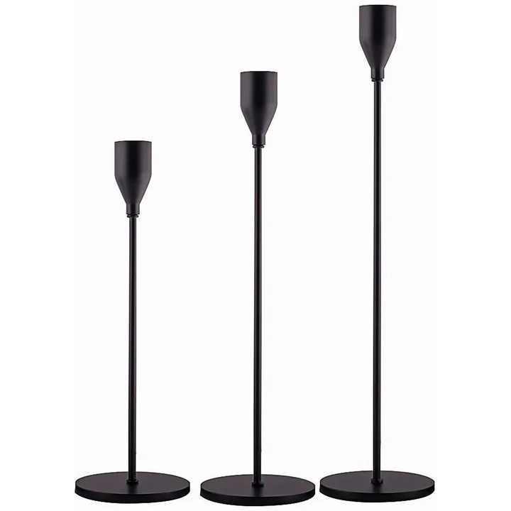 Candlestick Holders Bulk Tall Candle Holder Set of 3 for Long Candles Candelabra Fits 3/4 Inches Pillar Led Candles 2023