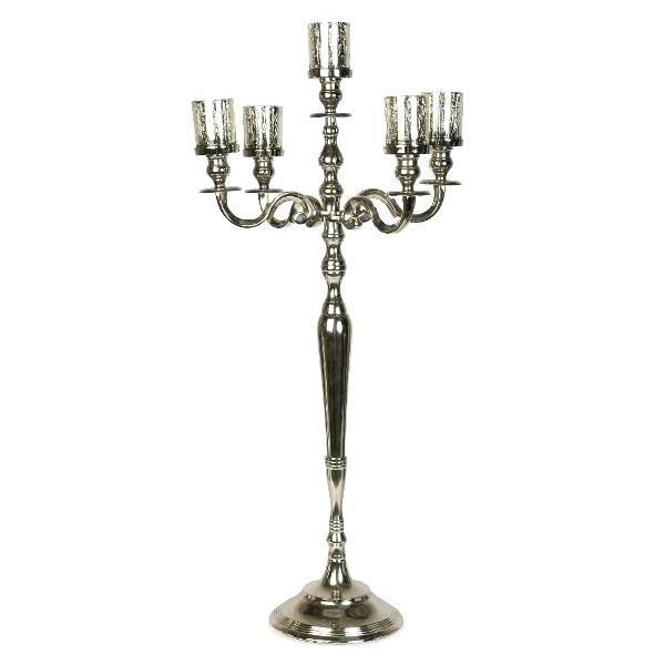 Gold Pearl Metal Floor Candelabra & Table Centerpiece With Crystal Pendants Metal 5 arms candelabra Wedding Table Handmade