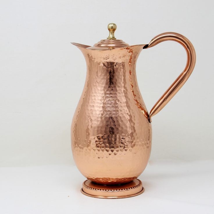 Handmade Copper Water Pitcher Pure Copper Jug for Drinking Water Antique-Looking Authentic Traditional Hammered Copper In India