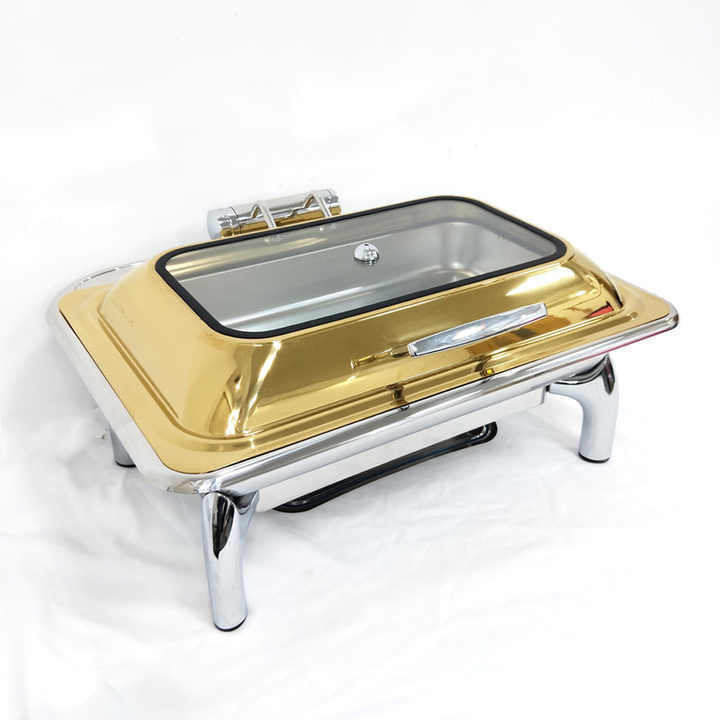 9qt Stainless Steel Chafing Dish Food Heater Buffet Stove Hot Pot Heating Pot Commercial Rectangular Buffet Server and Warmer