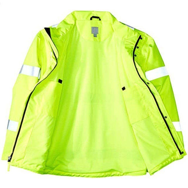 Wholesale Workwear Orange Winter Jacket for Men Hooded Long Reflective Raincoat 100% Waterproof