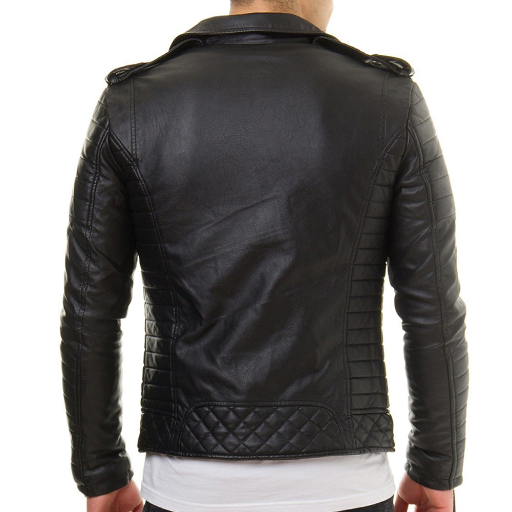 New Men Studded Spiked Leather Jacket Black Rock Style Jackets Hollywood Biker Leather Studded Jacket