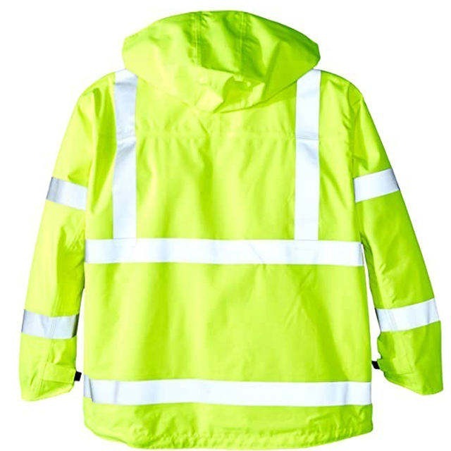 Wholesale Workwear Orange Winter Jacket for Men Hooded Long Reflective Raincoat 100% Waterproof