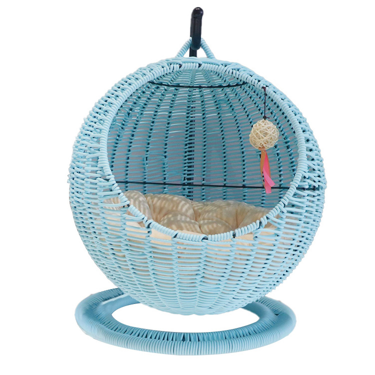 Semi-Enclosed Pet Hammock Cat Nest Round Cat Hanging Cat Bed Basket Rattan Pet hammock