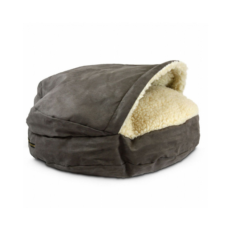 Wholesale Custom Washable Pet Cat Cave Sleeping Sack Pet Bed Thick Lambswool Coffee Dark Grey Cat Dog Bed Cave