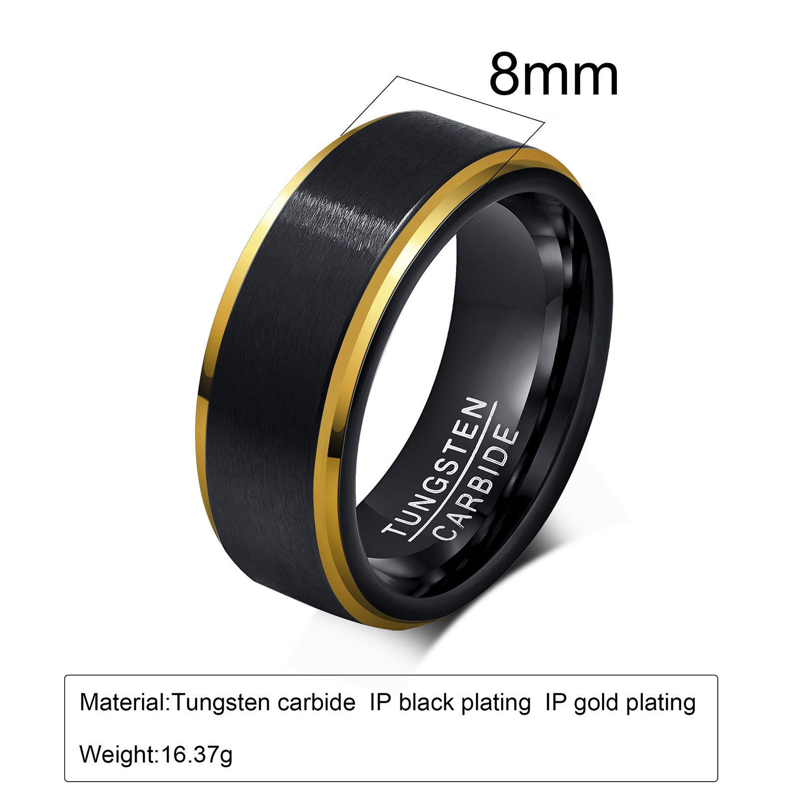 Wholesale Custom Tungsten Carbide Rings Jewelry 8MM Two Tones Colors Cool Men Black Gold Silver Blue Tungsten Ring