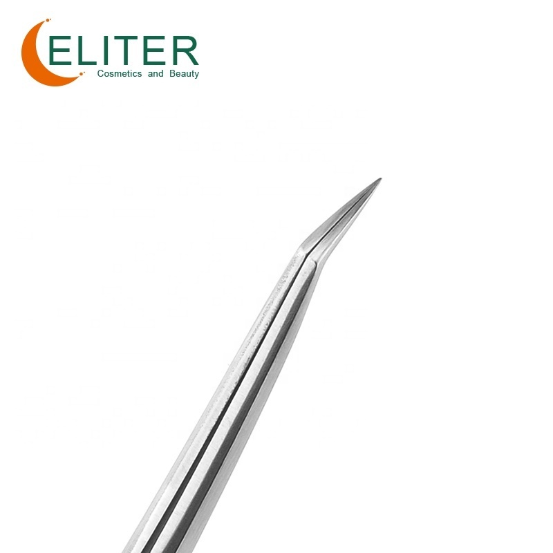 ELITER Hot Sell In Stock Professional 50 Degree Tip Slant Eyelash Tweezers Classic Curved Eyelash Tweezer Eyelash Tweezers Bulk