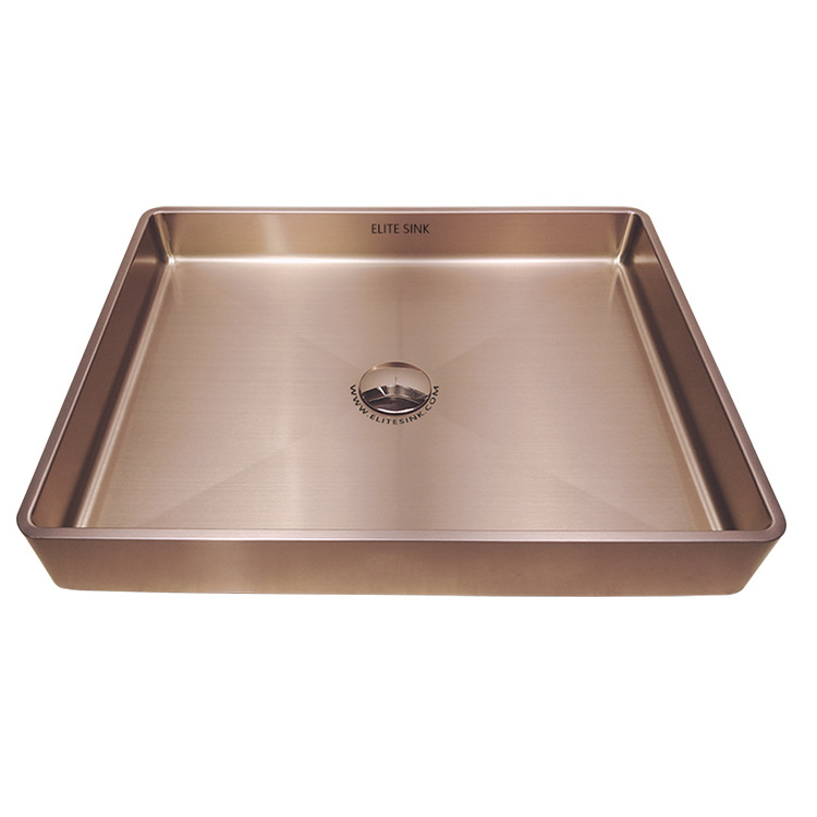 Modern Square Undermount Stainless Steel PVD Colored Hand Washing Single Bowl Sink For Hotel Restaurant