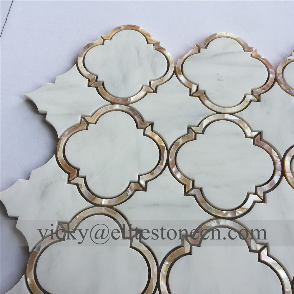 White Waterjet Lantern Premium Mosaic Tile Backsplash