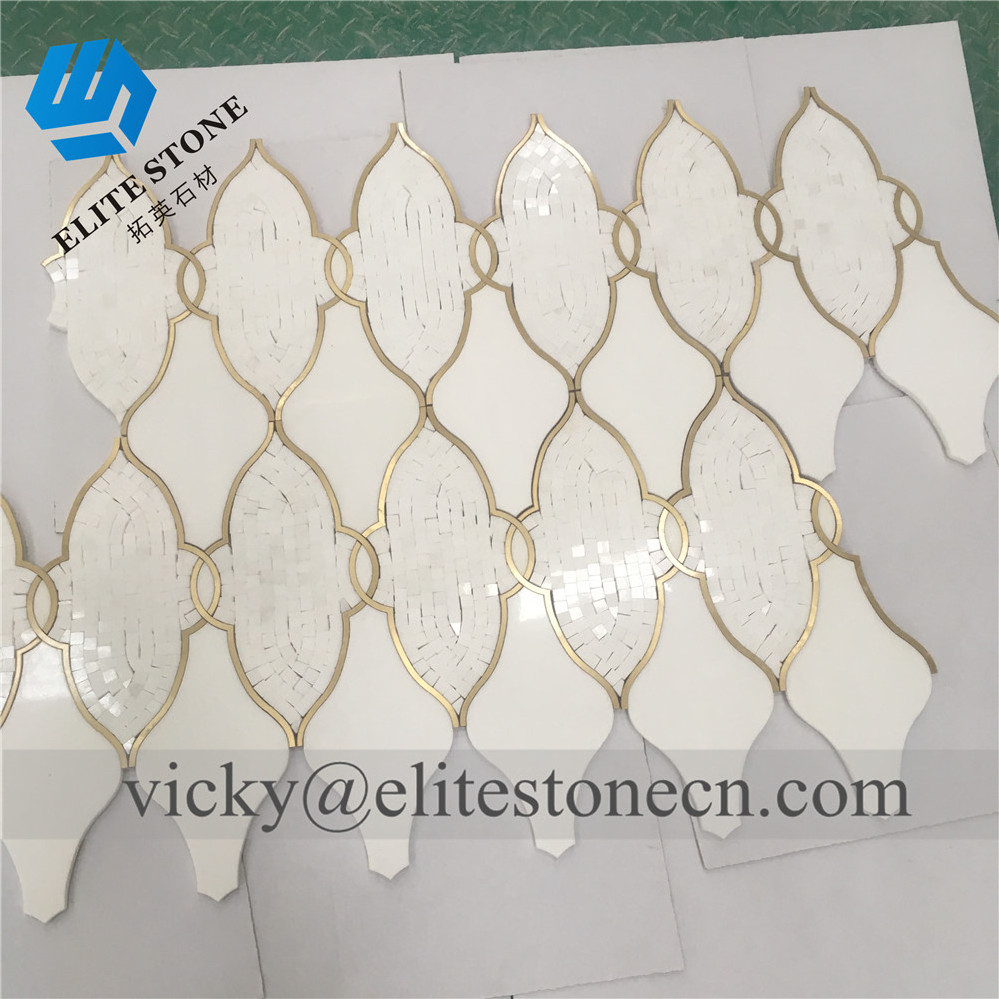 Professional Interior Marble Wall Tiles Luxurious Tile Brass Mosaic For Indoor Decoration