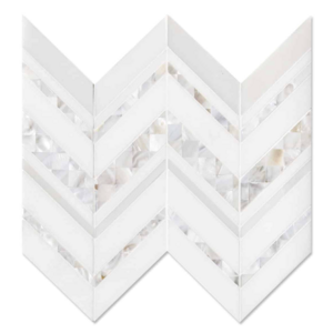 chevron marble white onyx mother pearl of shell waterjet mosaic for bathroom wall and floor