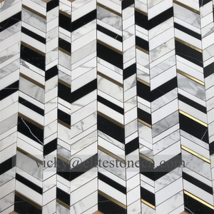 Backsplash kitchen tiles/ mother of pearl tile/ wall decorations for home brass inlay tile mosaic craft