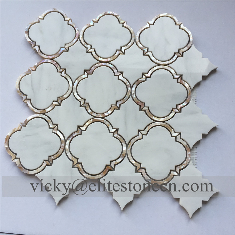 White Waterjet Lantern Premium Mosaic Tile Backsplash