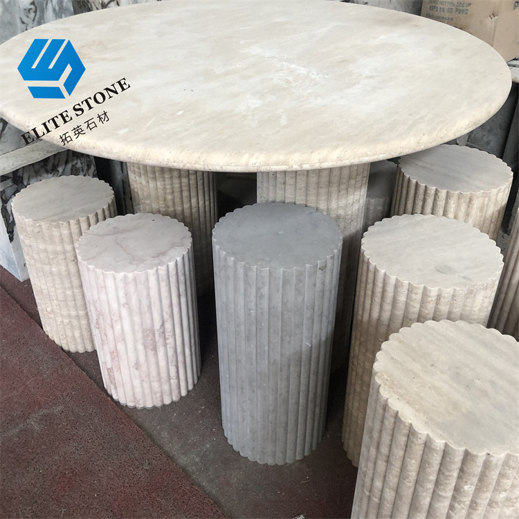 Travertine round table top,resin and travertine table slab,marble table travertine stone