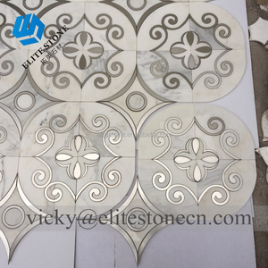 Thassos white marble mix stainless steel Waterjet mosaic wall tile