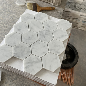 Modern Style Hexagon Peel and Stick Mosaic Carrara White Stone Marble Mosaic Wall Tile