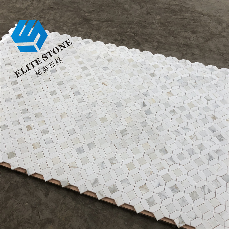 European Popular Design Bathroom Wall Covering Italian Mid Hexagon Wall Tile Calacatta Gold Marble Cheap Mosaic 24x24 Tiles