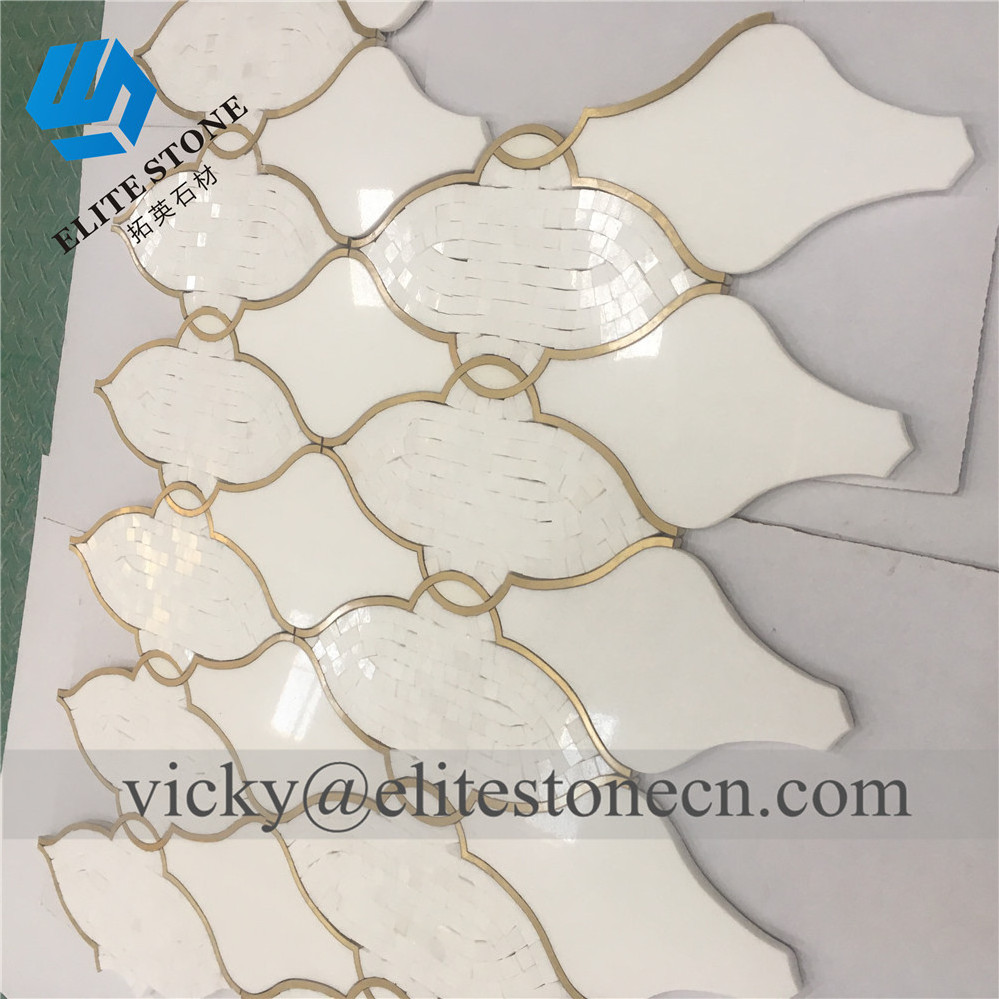 Professional Interior Marble Wall Tiles Luxurious Tile Brass Mosaic For Indoor Decoration