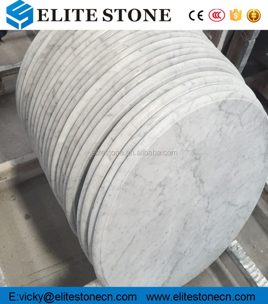 Italian Carrara White Marble Table Top, Round Marble Countertop