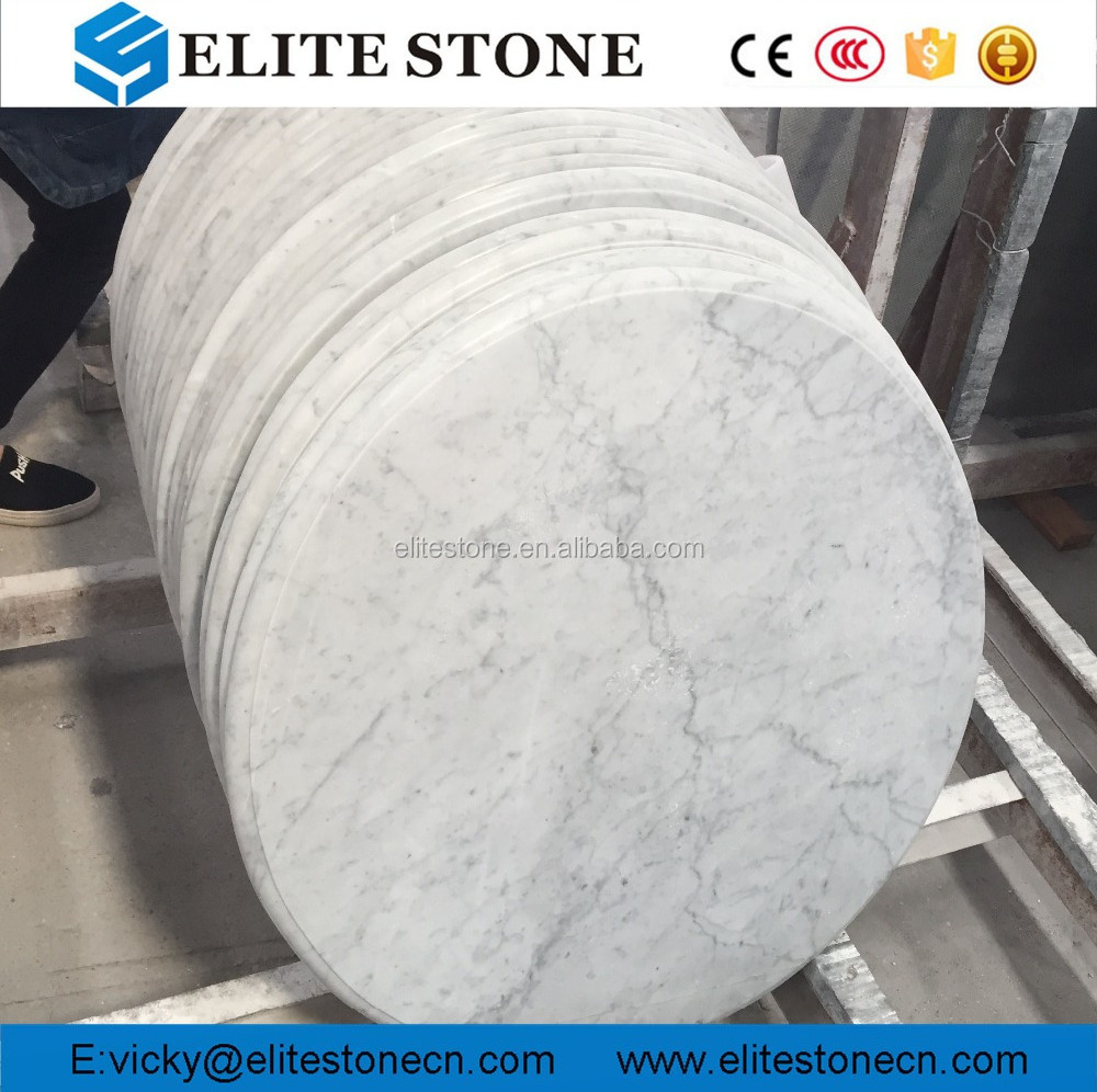 Italian Carrara White Marble Table Top, Round Marble Countertop