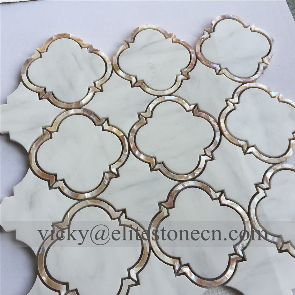 White Waterjet Lantern Premium Mosaic Tile Backsplash