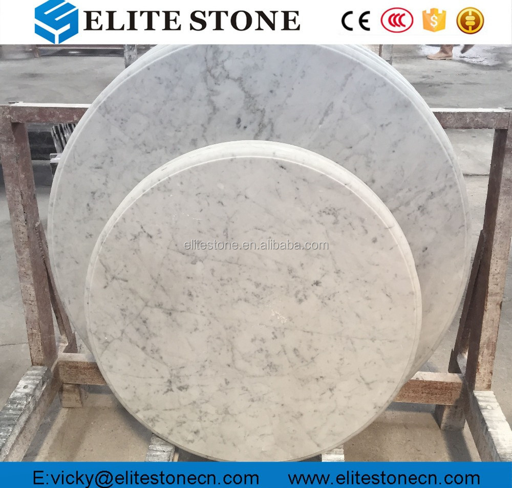 Italian Carrara White Marble Table Top, Round Marble Countertop