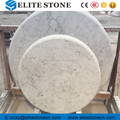 Italian Carrara White Marble Table Top, Round Marble Countertop