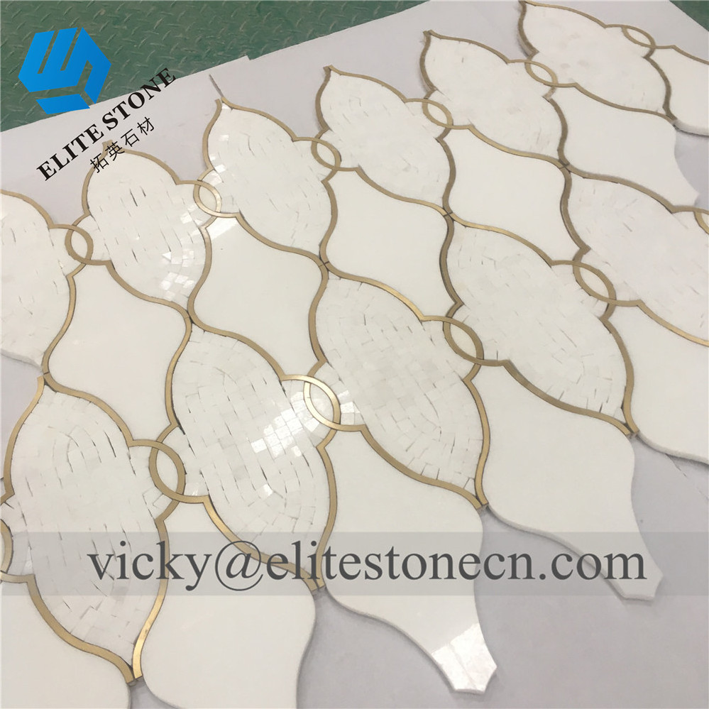 Professional Interior Marble Wall Tiles Luxurious Tile Brass Mosaic For Indoor Decoration