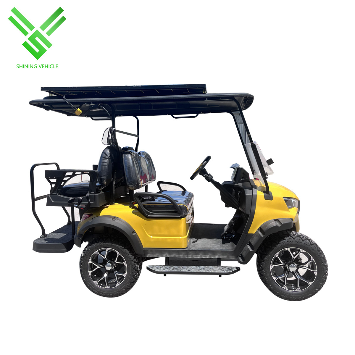 Shining chinese  48v low cheap price electric 4 seat  customized solar panel electric golf cart price sale electric golf buggy